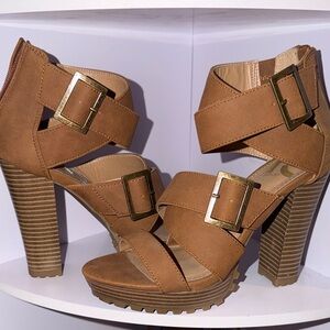 Brown Strappy High Heel Sandals